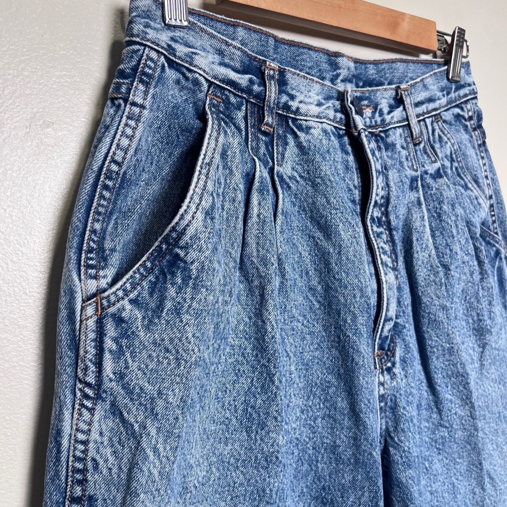 VTG Bill Blass Jeans Womens 12 Blue Pleated High Waist Acid Wash Denim 90s Mom - Picture 4 of 14